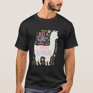 Alpaca Gewoon een meisje dat van alpaca's houdt Gr T-shirt