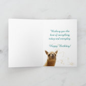 Alpaca Gold Hay Blauwgroen Verjaardag Kaart (Binnen)