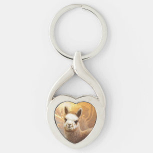 Alpaca Gold Twisted Heart Keychain