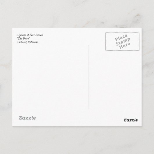 Alpaca Greetings. Briefkaart (Achterkant)