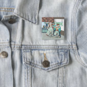 Alpaca haarstijl vierkante button 5,1 cm (In situ)