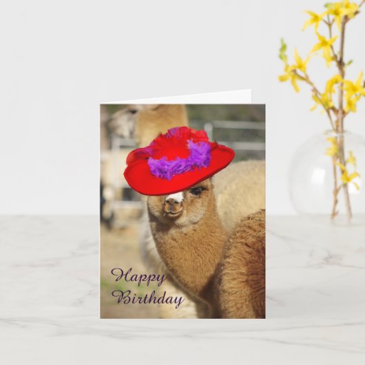 Alpaca Happy Birthday-kaarten Kaart (Gele Bloem)