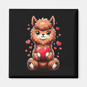 Alpaca houdt van hart Valentijnsdag Schattige Lama Magneet