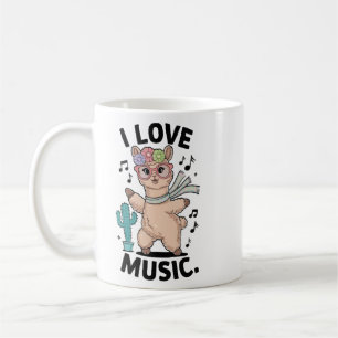 Alpaca houdt van muziek baby koffiemok