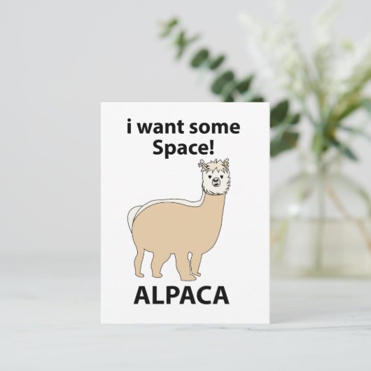 Alpaca Ik wil wat ruimte Grappige Alpaca Briefkaart (Staand voorkant)