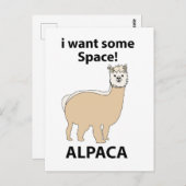 Alpaca Ik wil wat ruimte Grappige Alpaca Briefkaart (Voorkant / Achterkant)