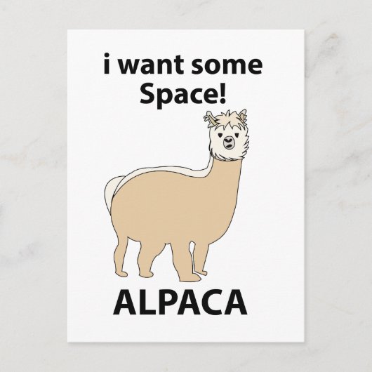 Alpaca Ik wil wat ruimte Grappige Alpaca Briefkaart (Voorkant)