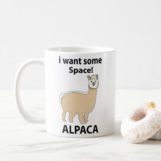 Alpaca Ik wil wat ruimte Grappige Alpaca Koffiemok (Met donut)