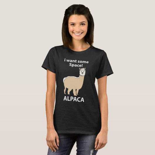 Alpaca Ik wil wat ruimte Grappige Alpaca T-shirt (Voorkant volledig)