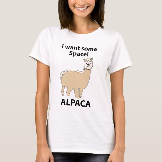 Alpaca Ik wil wat ruimte Grappige Alpaca T-shirt (Voorkant)
