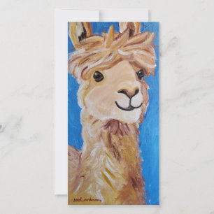 Alpaca in blauw bedankkaart