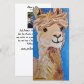 Alpaca in blauw bedankkaart (Voorkant / Achterkant)