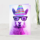 Alpaca in bril en feest Pet, Verjaardag Kaart (Voorkant)