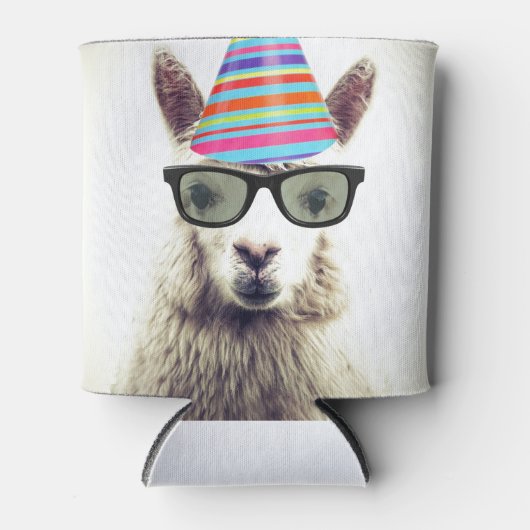 Alpaca in bril en partijgebonden Pet Blikjeskoeler (Voorkant)