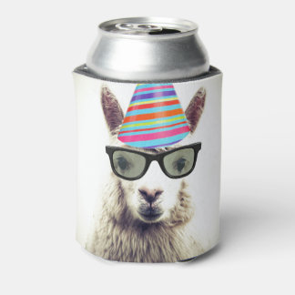Alpaca in bril en partijgebonden Pet Blikjeskoeler