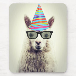 Alpaca in bril en partijgebonden Pet Muismat