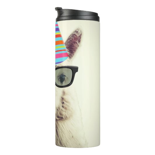 Alpaca in bril en partijgebonden Pet Thermosbeker (Geroteerd rechts)
