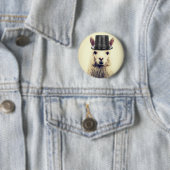 Alpaca in een hoge hoed ronde button 5,7 cm (In situ)