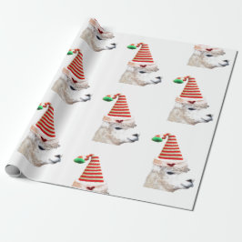 Alpaca in kerstcadeaupapier voor kerstcadeautjes cadeaupapier