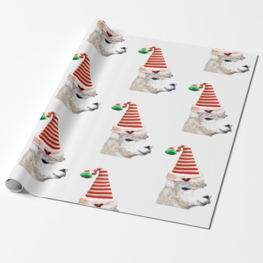 Alpaca in kerstcadeaupapier voor kerstcadeautjes cadeaupapier (Uitgerold)