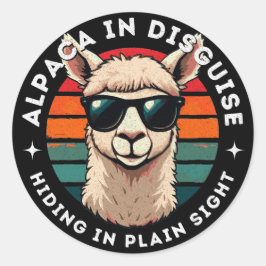 Alpaca in vermomming - Verbergen in het volle zich Ronde Sticker