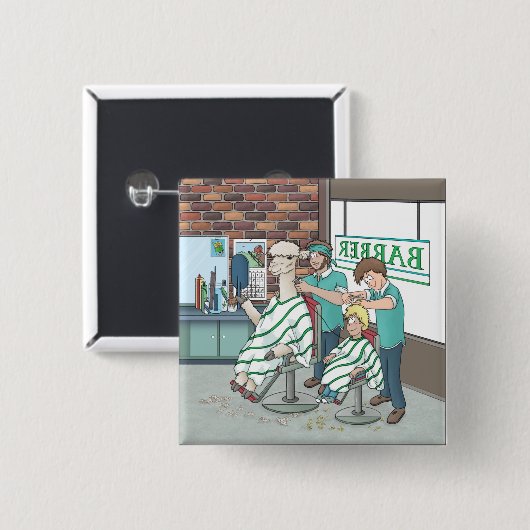 Alpaca kapsel vierkante button 5,1 cm (Voorkant /achterkant)