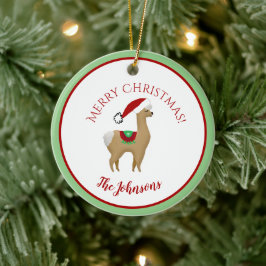 Alpaca Kerst Ronde Keramische Versiering Keramisch Ornament