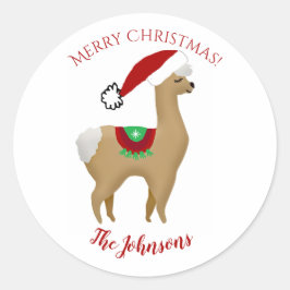 Alpaca Kerst Ronde Sticker Envelope Zegel