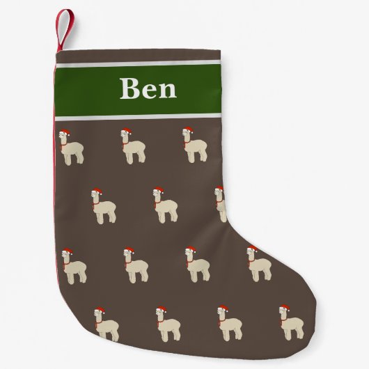 Alpaca Kerst Special Geborduurd Kleine Kerstsok (Voorkant)