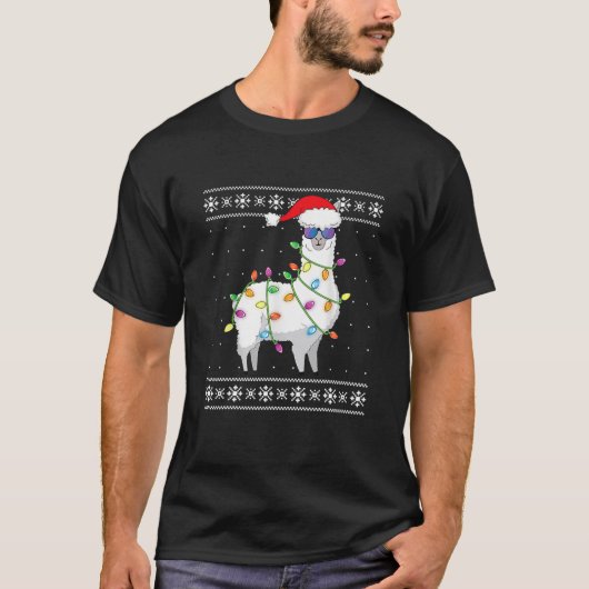 Alpaca kerstboom Funny Ugly KerstSweater T-shirt (Voorkant)