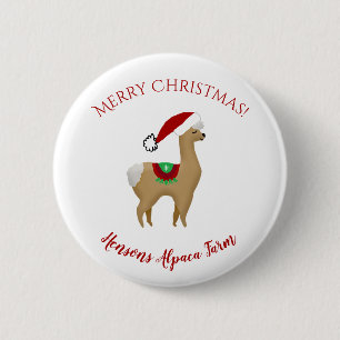 Alpaca Kerstfeestdag Button
