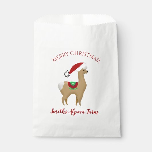 Alpaca kerstfeestdag Treat Favor Bag Bedankzakje (Voorkant)