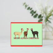Alpaca Kerstmis Feestdagenkaart (Staand voorkant)
