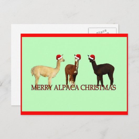 Alpaca Kerstmis Feestdagenkaart (Voorkant / Achterkant)