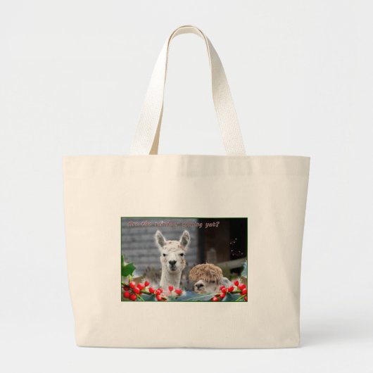 Alpaca Kerstmis Grote Tote Bag (Voorkant)
