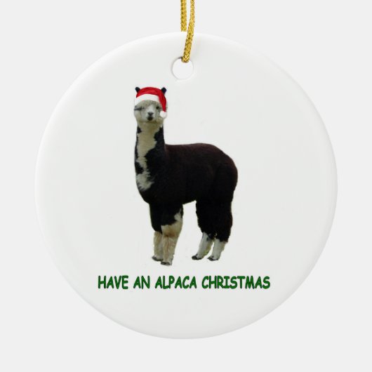 Alpaca Kerstmis Keramisch Ornament (Voorkant)