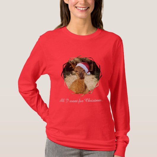 Alpaca Kerstmis T-Shirt (Voorkant)