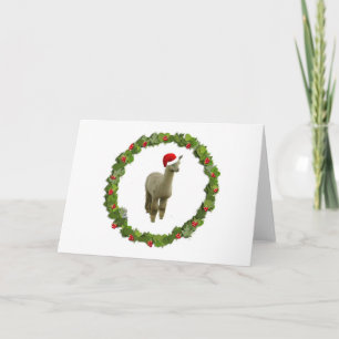 Alpaca Kerstmis Wreath Feestdagen Kaart