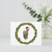 Alpaca Kerstmis Wreath Feestdagenkaart (Staand voorkant)