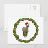 Alpaca Kerstmis Wreath Feestdagenkaart (Voorkant / Achterkant)