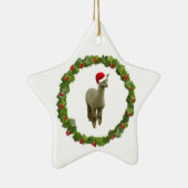 Alpaca Kerstmis Wreath Keramisch Ornament (Rechts)