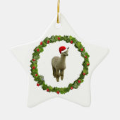 Alpaca Kerstmis Wreath Keramisch Ornament (Voorkant)