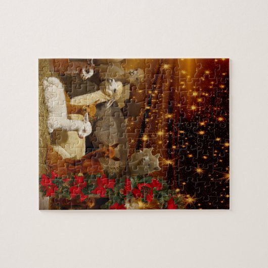 Alpaca kerstpuzzle met cadeaudoos legpuzzel (Horizontaal)