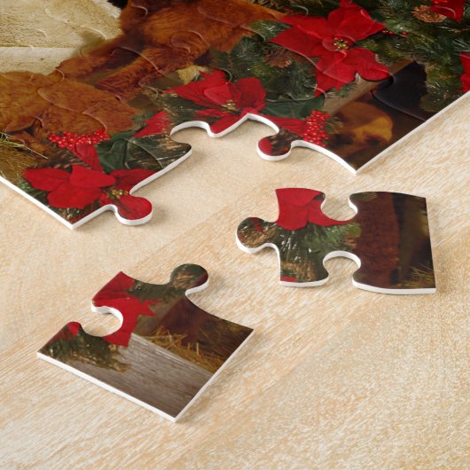 Alpaca kerstpuzzle met cadeaudoos legpuzzel (Zijkant)