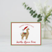 Alpaca kerstvakantie ansichtkaart briefkaart (Staand voorkant)