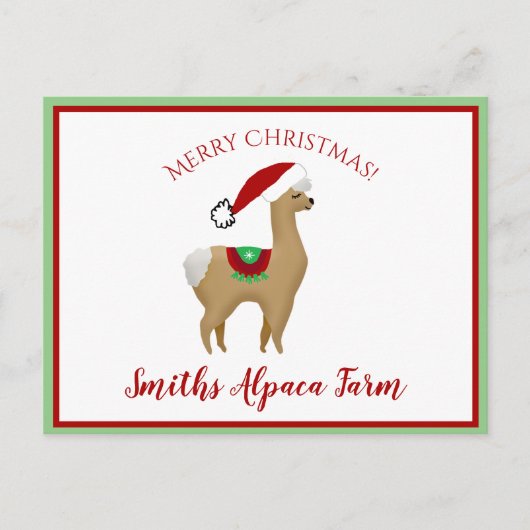 Alpaca kerstvakantie ansichtkaart briefkaart (Voorkant)