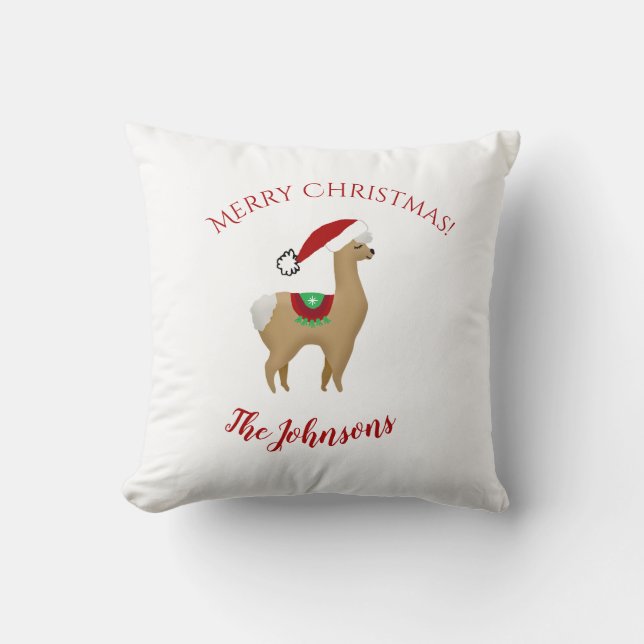 Alpaca Kerstvakantie Decoratie Worp Kussen (Voorkant)