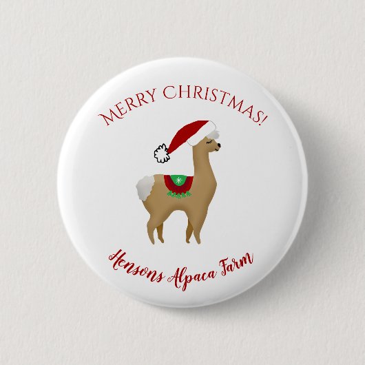 Alpaca Kerstvakantie Knop Ronde Button 5,7 Cm (Voorkant)