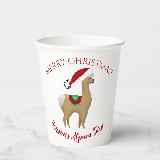 Alpaca kerstvakantie papieren bekers (Voorkant)