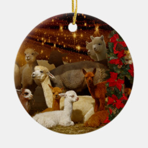 Alpaca kerstversients keramisch ornament